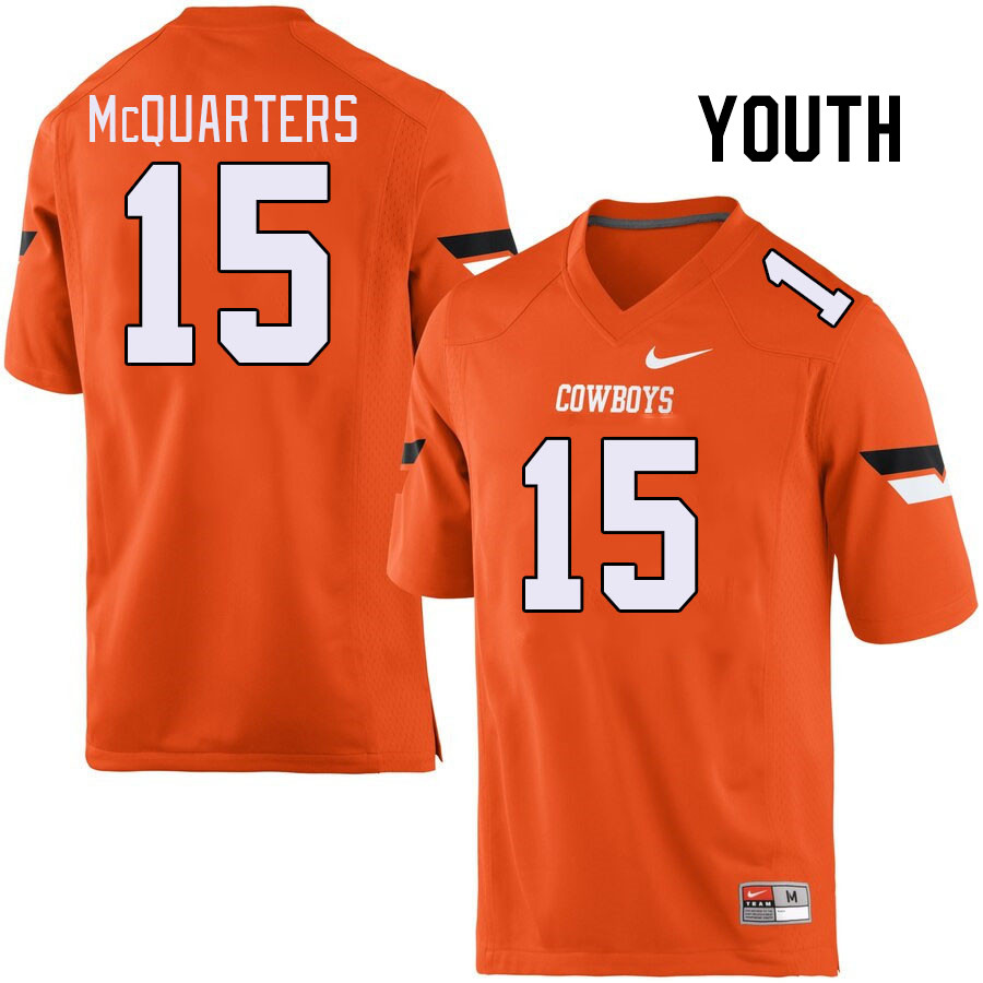 Youth #15 Rylan McQuarters Oklahoma State Cowboys College Football Jerseys Stitched-Orange - Click Image to Close